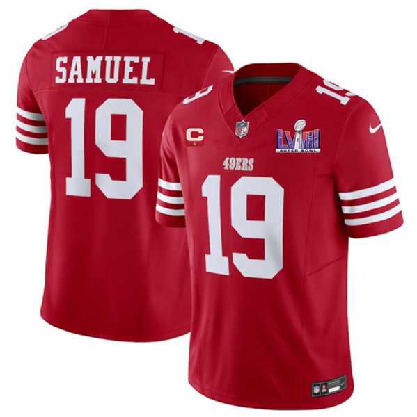 Men & Women & Youth San Francisco 49ers #19 Deebo Samuel Red 2024 F.U.S.E. Super Bowl LVIII Patch And 1-star C Patch Vapor Untouchable Limited Jersey